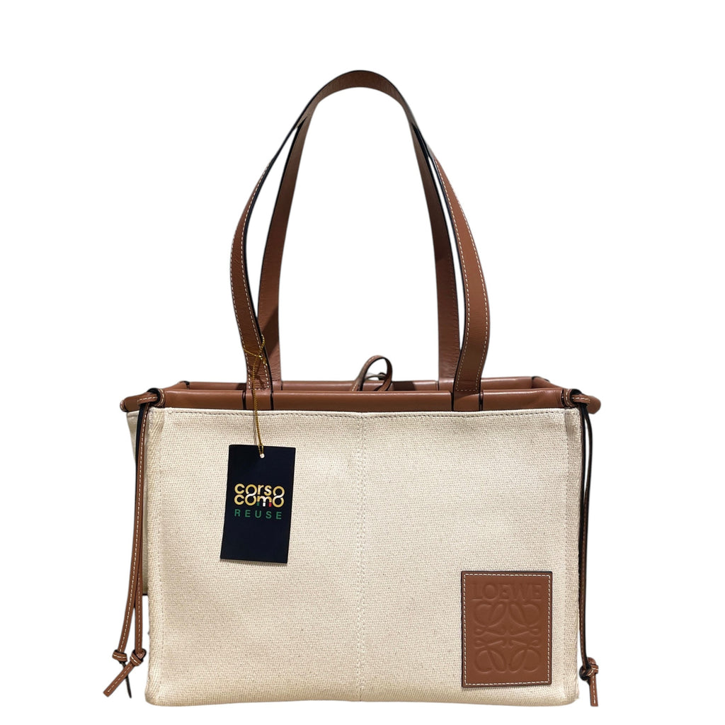 Loewe Cushion Tote Bag in Canvas & Leather