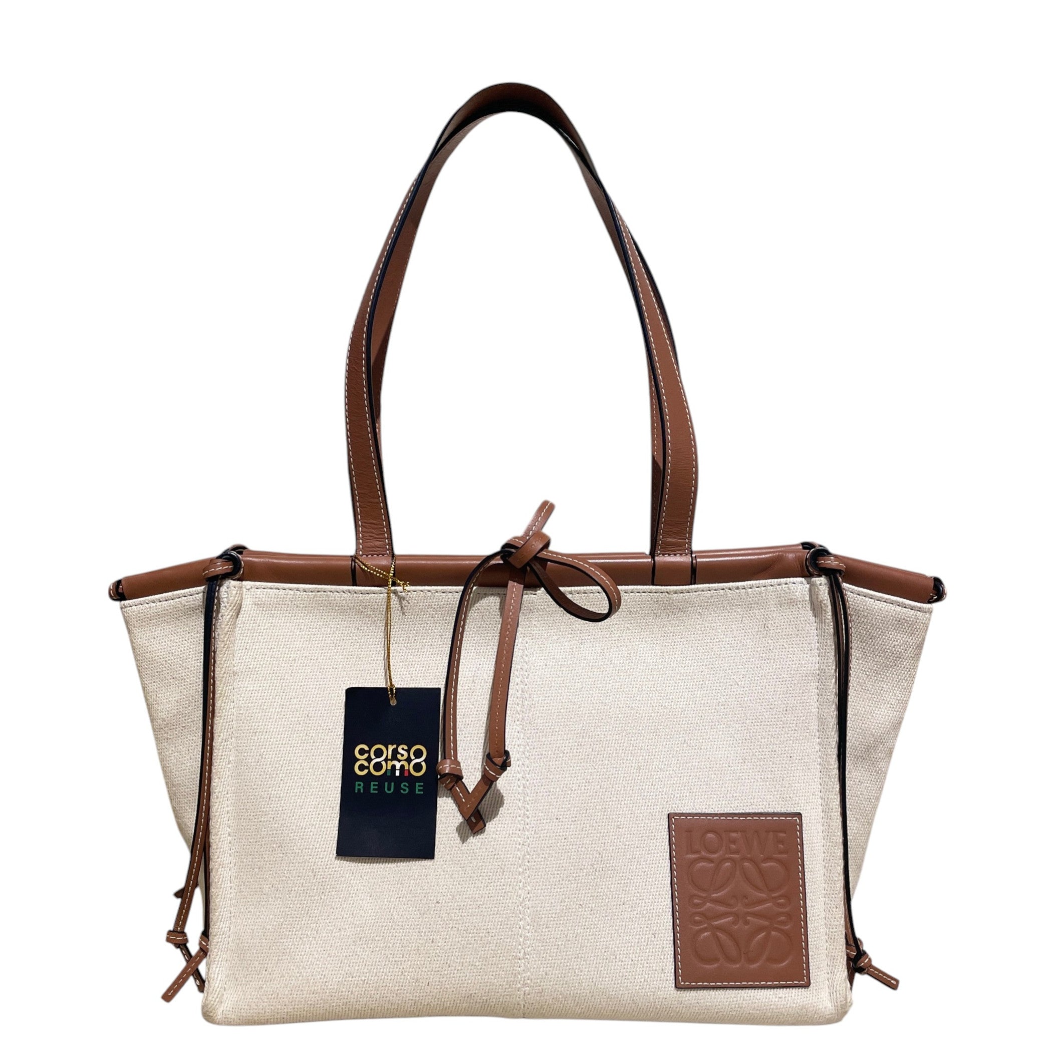 Loewe Cushion Tote Bag in Canvas & Leather