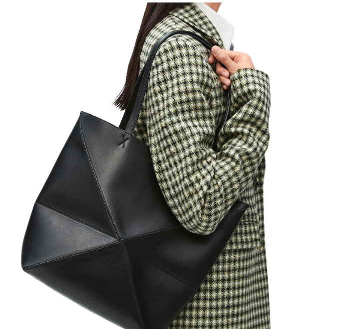 Puzzle Fold Tote in Shiny Calfskin