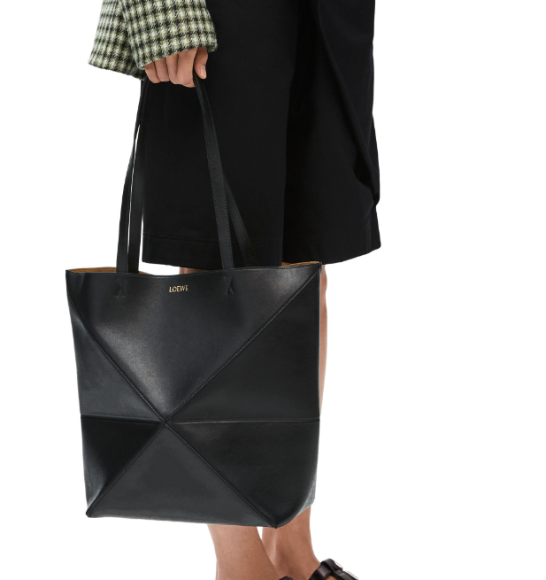 Puzzle Fold Tote in Shiny Calfskin