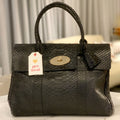 Mulberry Bayswater Satchel in Ink Blue Silky Snake Shine Leather