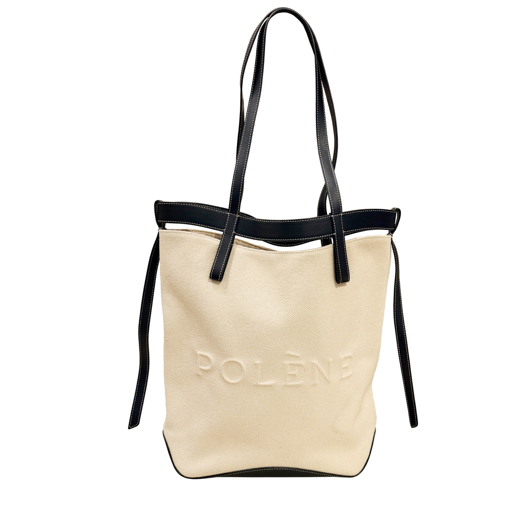 Polène Ilo Tote Bag in Cotton Canvas with Leather Trims