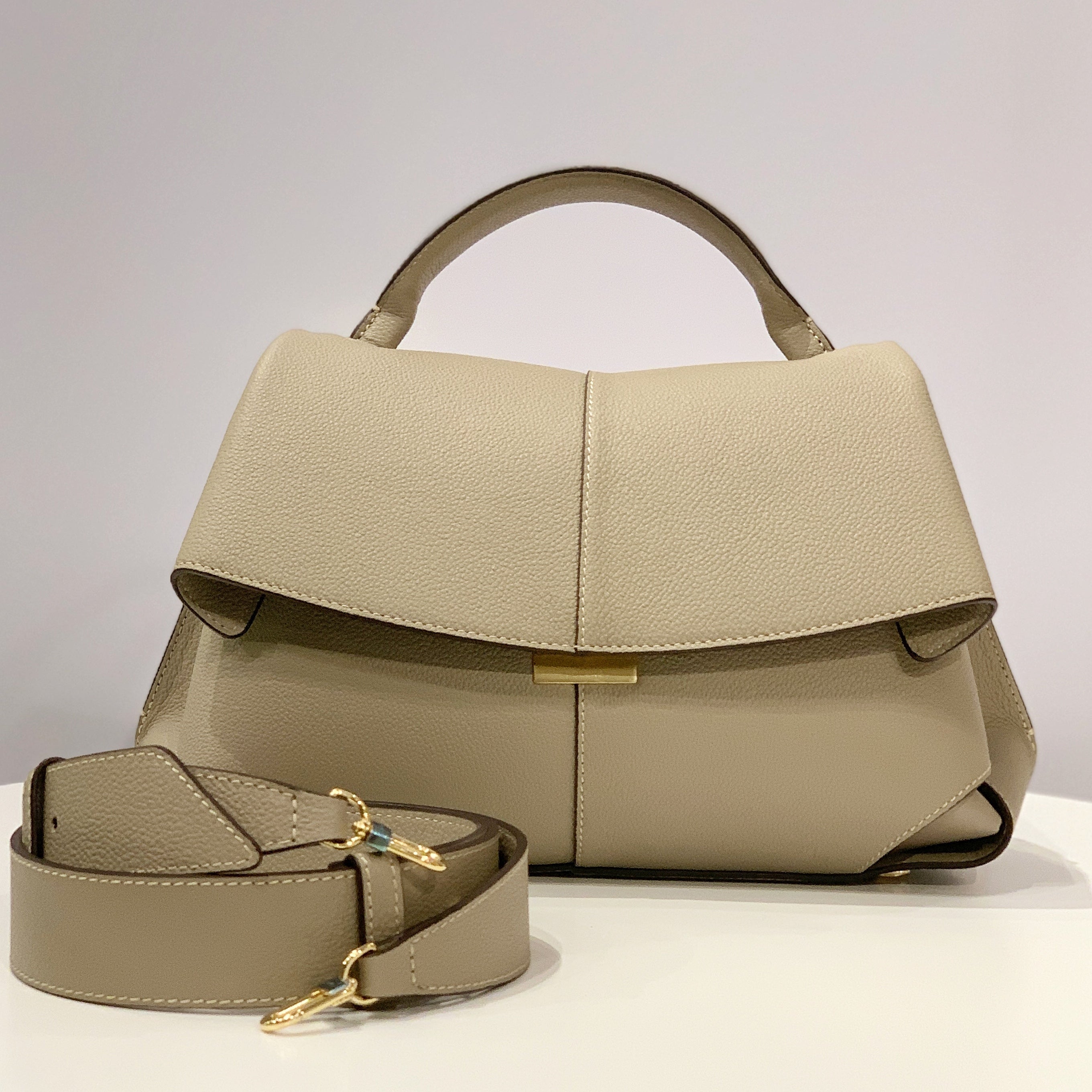 Polene Mokki Textured Taupe with shoulder strap Brand-New Authentic at Corso Como 88