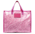 Etro Shopper Tote Bag in Pink Paisley Coated Canvas Print