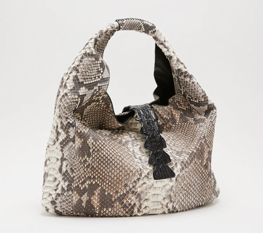 Biagini Legenda Top-Handle Shoulder Bag in Python and Crocodile