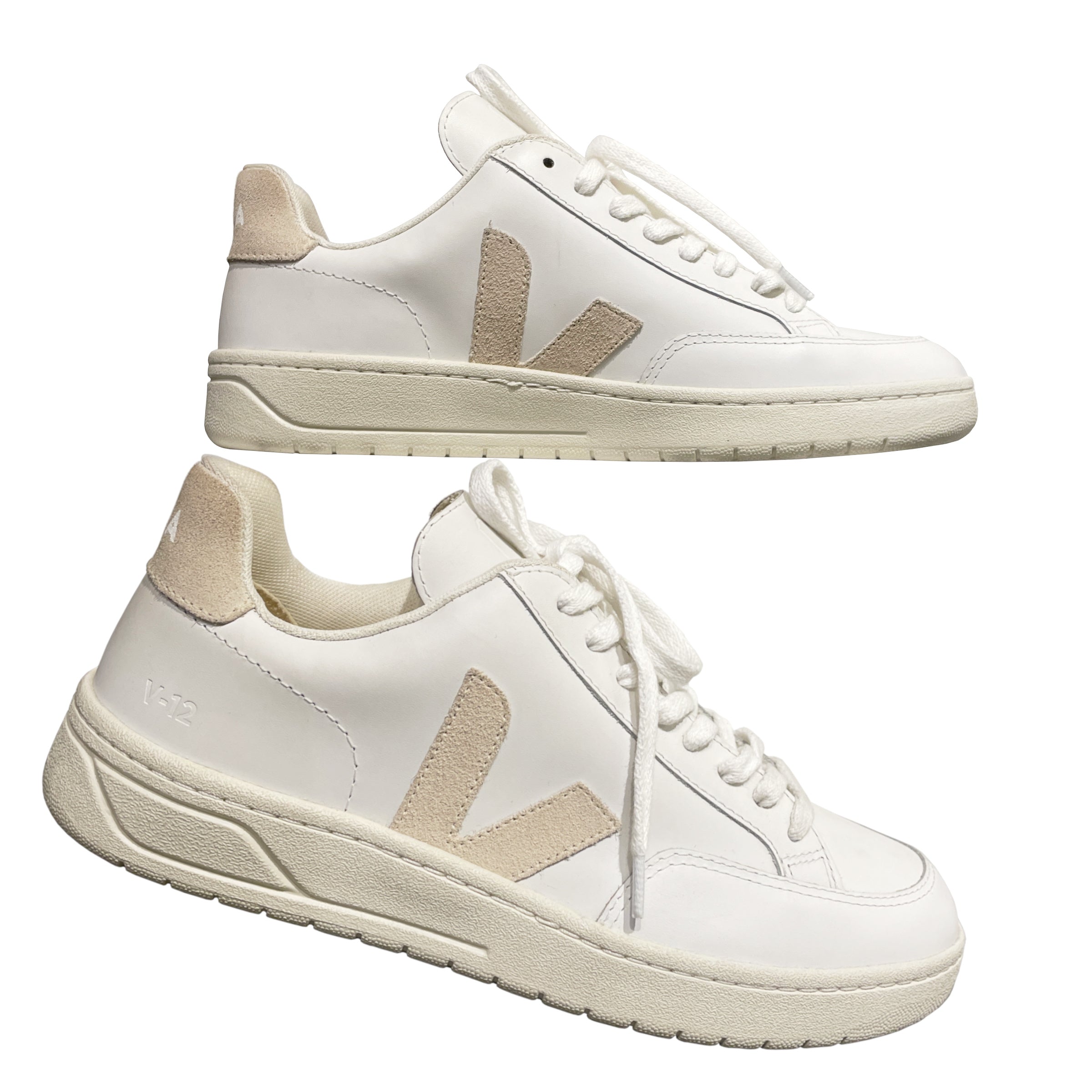 Veja V-12 Leather and Suede Sneakers