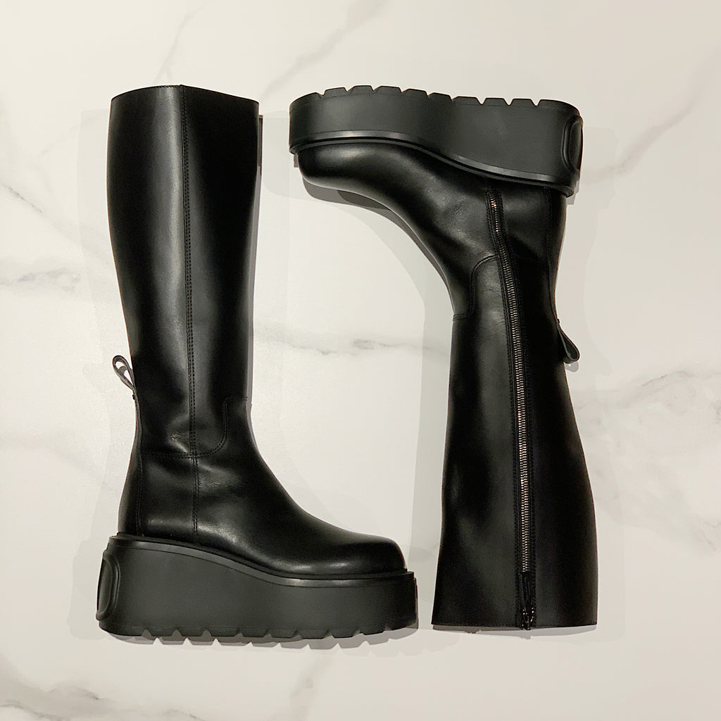 Valentino Garavani Uniqueform Calfskin Knee-High Platform Boots