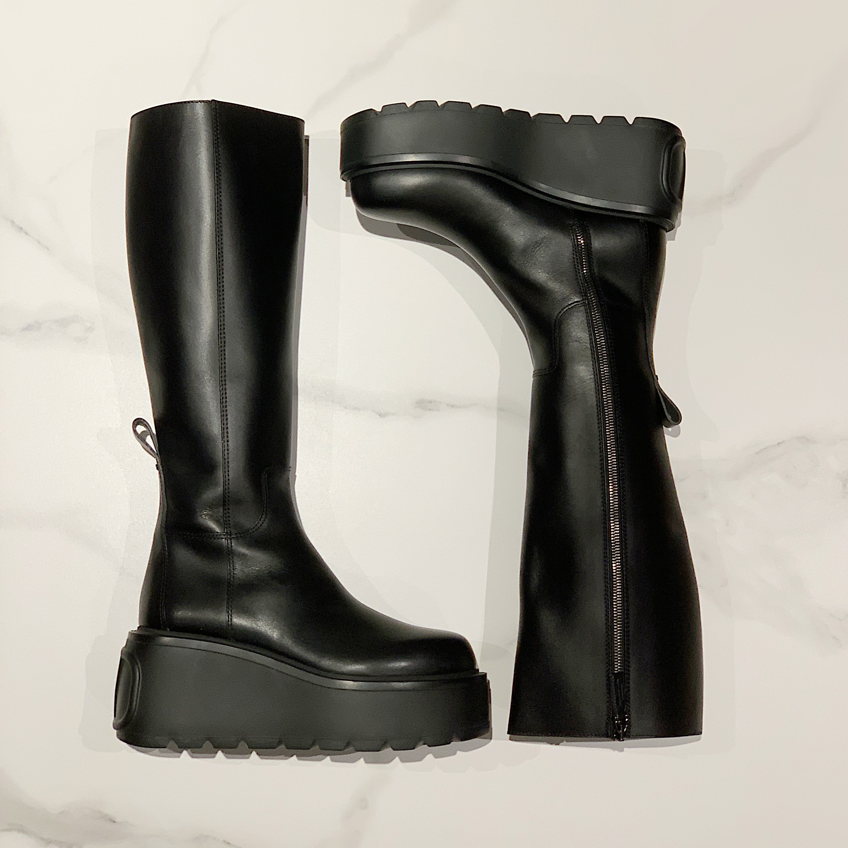 Valentino Garavani Uniqueform Calfskin Knee-High Platform Boots