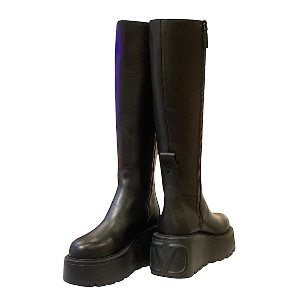 Valentino Garavani Uniqueform Calfskin Knee-High Platform Boots