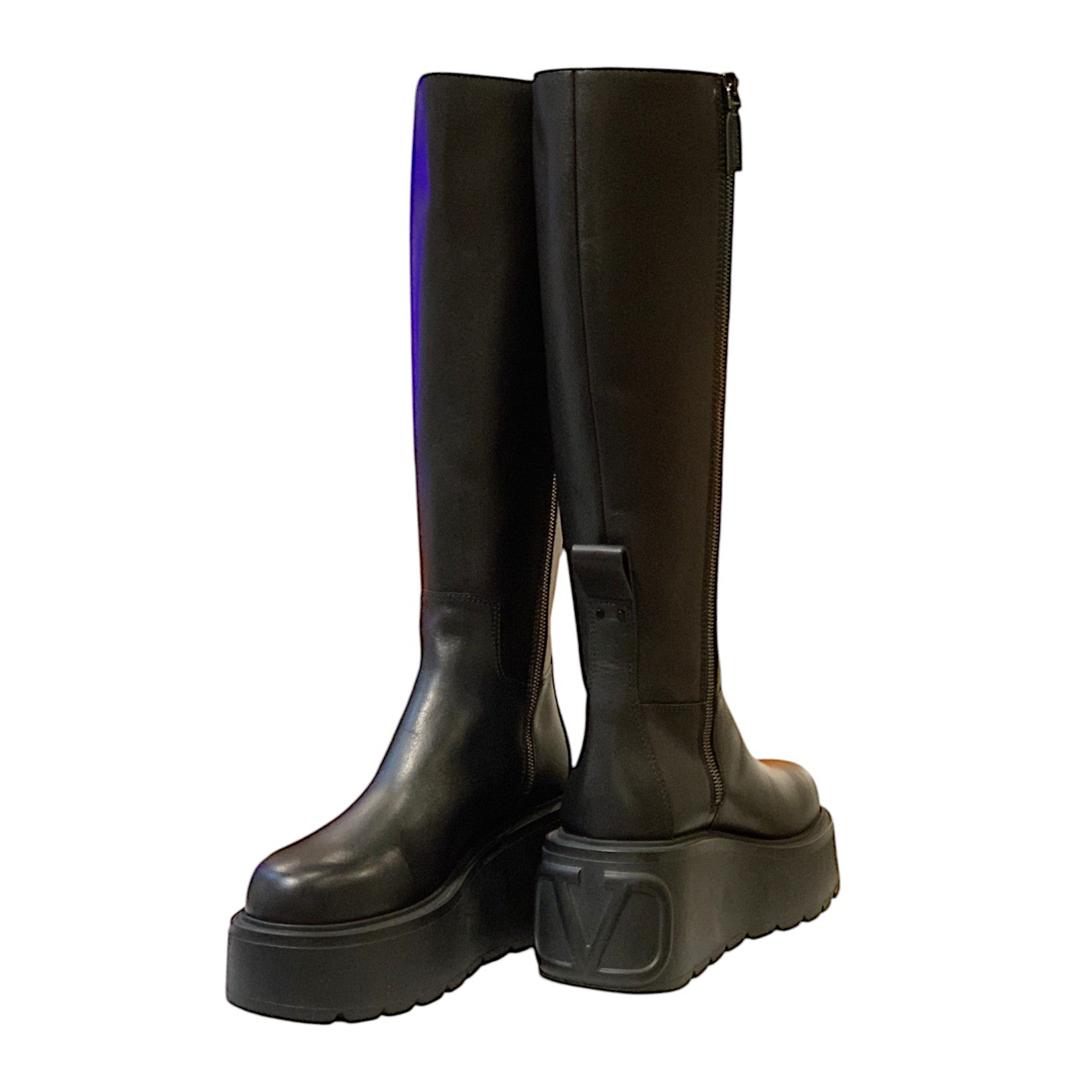 Valentino Garavani Uniqueform Calfskin Knee-High Platform Boots