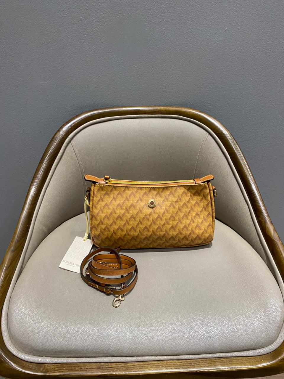 Roberta Pieri Lina Canvas Clutch in Blended Tatami with Detachable Shoulder Strap