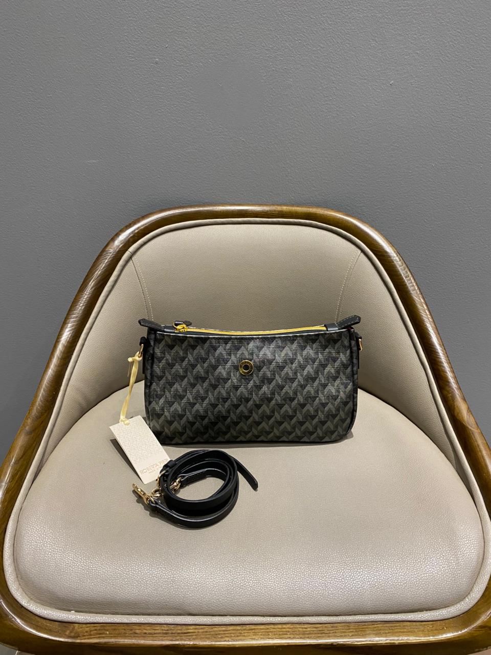 Roberta Pieri Lina Canvas Clutch in Blended Tatami with Detachable Shoulder Strap