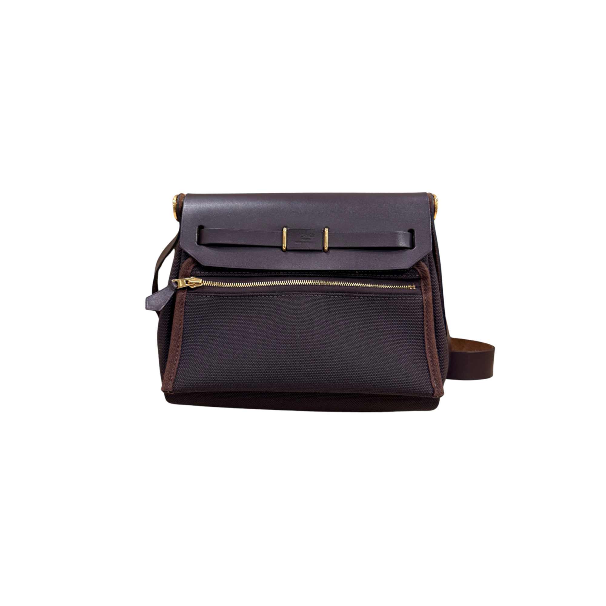 Hermès Herbag Zip 20 Bag in Militaire Canvas and Vache Hunter Leather