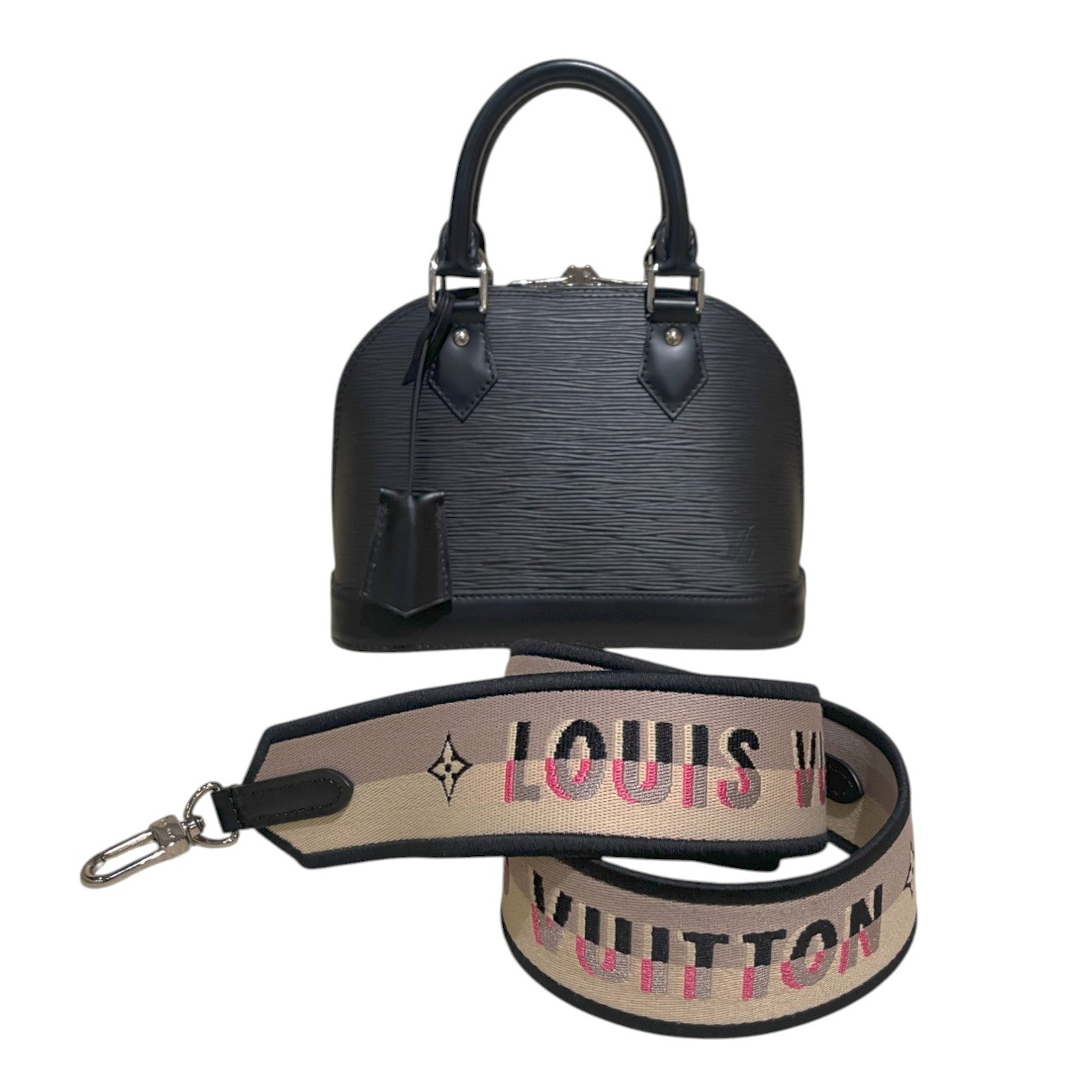 Louis Vuitton Alma BB Handbag in Epi Leather with Jacquard Strap