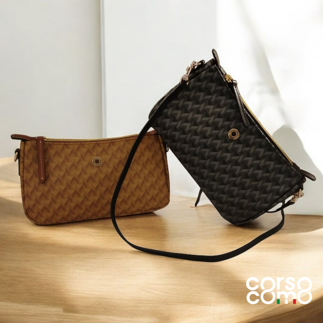 Roberta Pieri Lina Canvas Clutch in Blended Tatami with Detachable Shoulder Strap